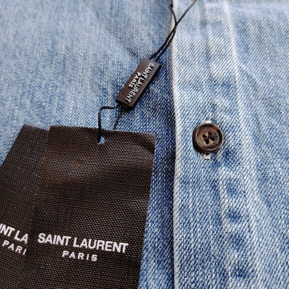 YSL Saint Laurent Cassandre Overshirt Trouville Beach Blue Denim size M (New) - Picture 7 of 15